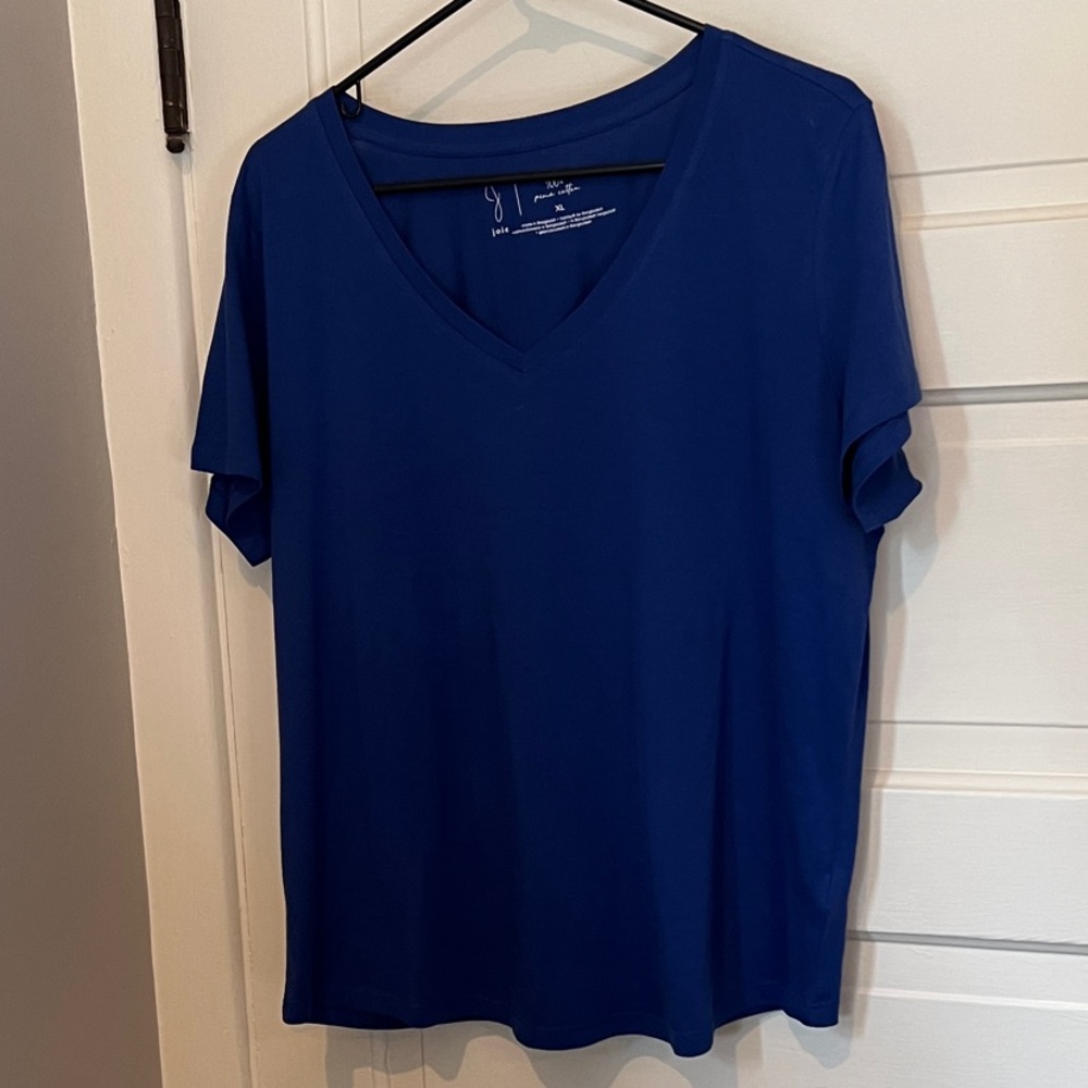 Joie Deep Blue Short Sleeve V-Neck Tee
